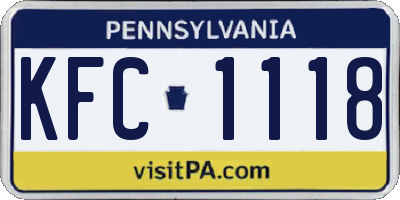 PA license plate KFC1118