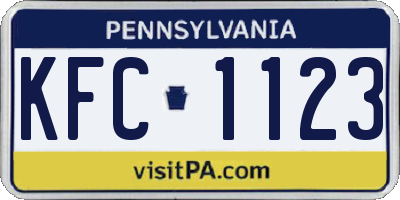 PA license plate KFC1123