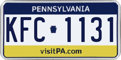 PA license plate KFC1131