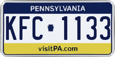 PA license plate KFC1133