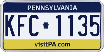 PA license plate KFC1135