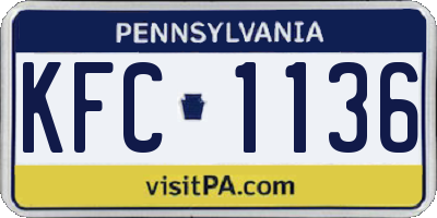 PA license plate KFC1136