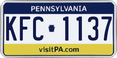 PA license plate KFC1137