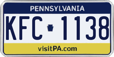 PA license plate KFC1138