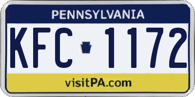 PA license plate KFC1172