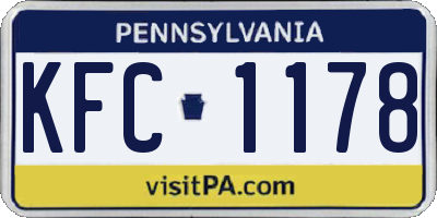 PA license plate KFC1178