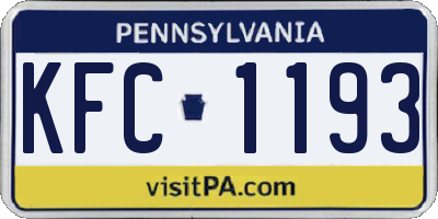 PA license plate KFC1193