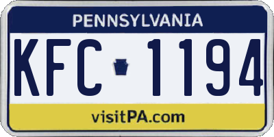 PA license plate KFC1194