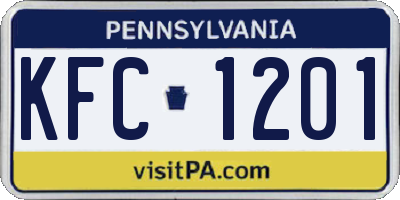 PA license plate KFC1201