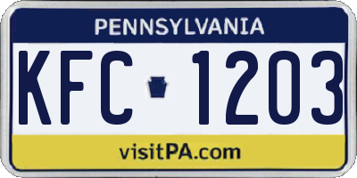 PA license plate KFC1203
