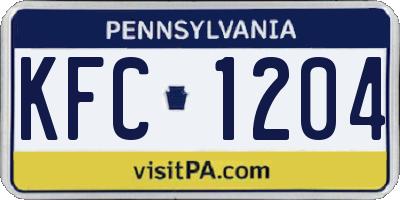 PA license plate KFC1204