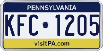PA license plate KFC1205