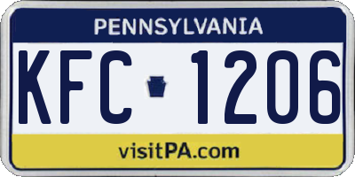 PA license plate KFC1206