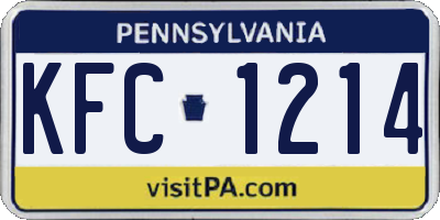 PA license plate KFC1214