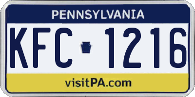 PA license plate KFC1216