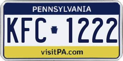 PA license plate KFC1222