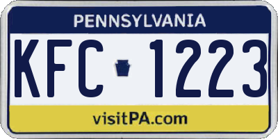 PA license plate KFC1223