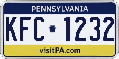PA license plate KFC1232