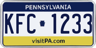 PA license plate KFC1233