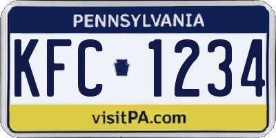 PA license plate KFC1234