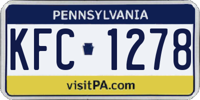 PA license plate KFC1278
