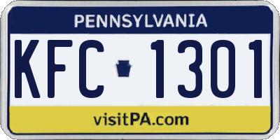 PA license plate KFC1301