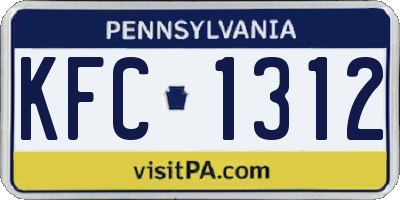 PA license plate KFC1312