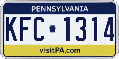 PA license plate KFC1314