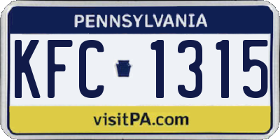 PA license plate KFC1315