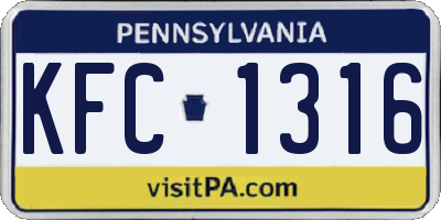 PA license plate KFC1316