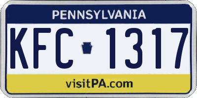 PA license plate KFC1317