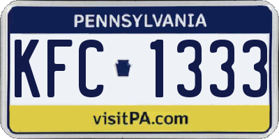 PA license plate KFC1333