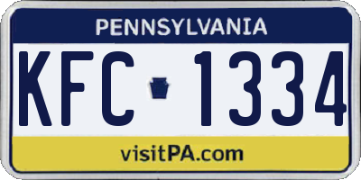 PA license plate KFC1334