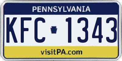PA license plate KFC1343