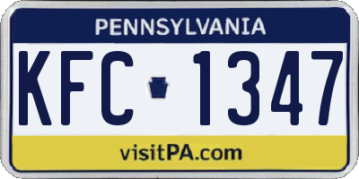 PA license plate KFC1347