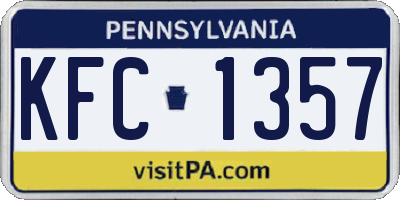 PA license plate KFC1357
