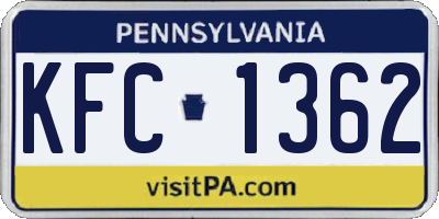 PA license plate KFC1362