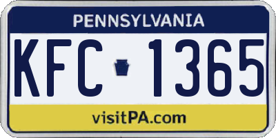 PA license plate KFC1365