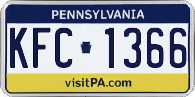 PA license plate KFC1366