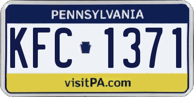 PA license plate KFC1371