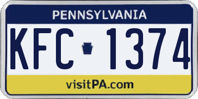 PA license plate KFC1374