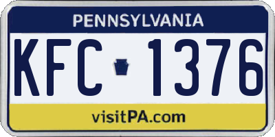 PA license plate KFC1376