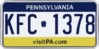 PA license plate KFC1378
