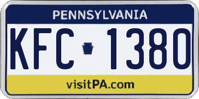 PA license plate KFC1380