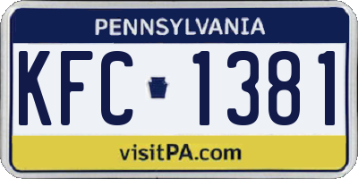 PA license plate KFC1381