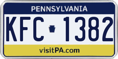 PA license plate KFC1382