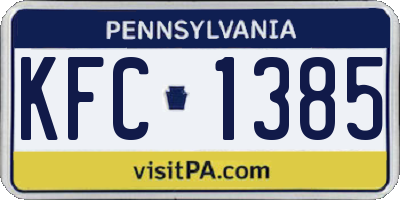 PA license plate KFC1385