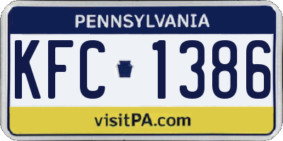 PA license plate KFC1386