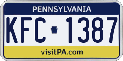 PA license plate KFC1387