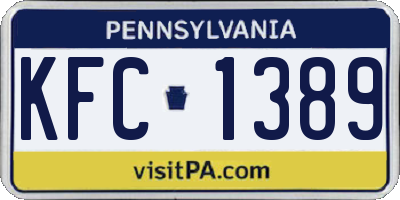 PA license plate KFC1389